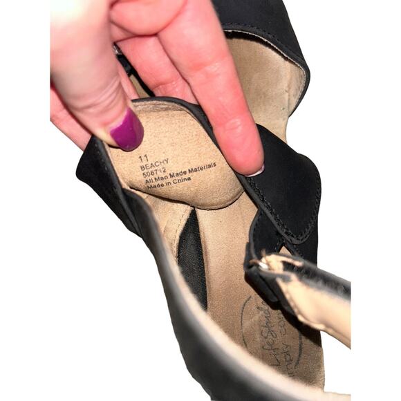 Life‎ Stride Simply Comfort Wedge Sandals “Beachy” Slingback Size 11 Black - Picture 8 of 9